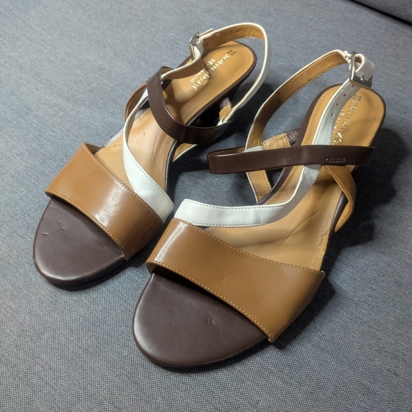 Naturalizer Shoes - Naturalizer Bradley Brown and White Strappy Sandals BNWOT